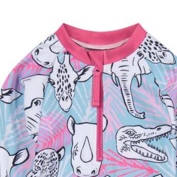 Andy and Evan pink and blue Aqua Animals rash gaurd swim with scrunchie NWT - Picture 4 of 5